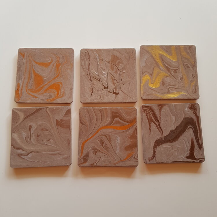 6 sous-verres, tons beiges et métal – Image 3