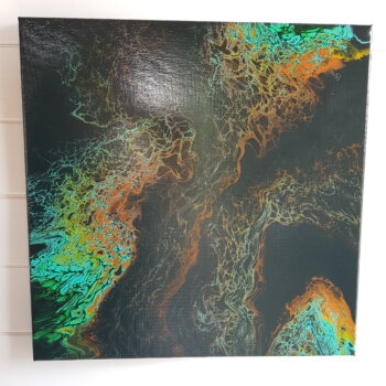 Peinture abstraite “Fusion de forces” (50×50 cm)