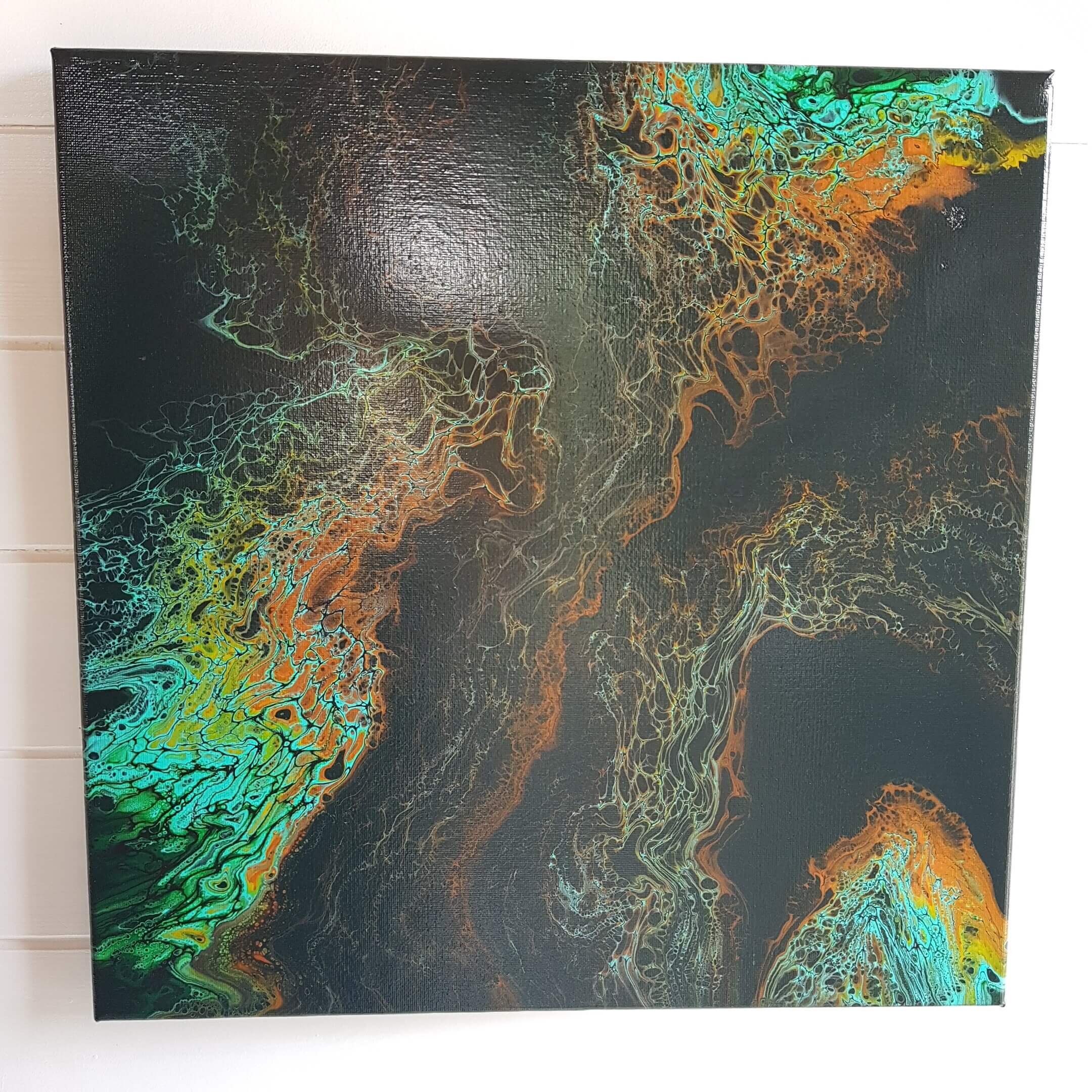 Peinture abstraite “Fusion de forces” (50×50 cm)