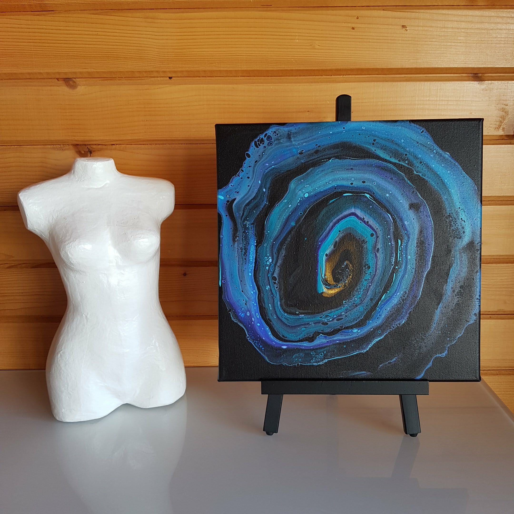 Peinture abstraite “Nexus” (30×30 cm)