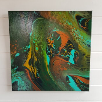 Peinture abstraite “Mouvement Sauvage” (50×50 cm)