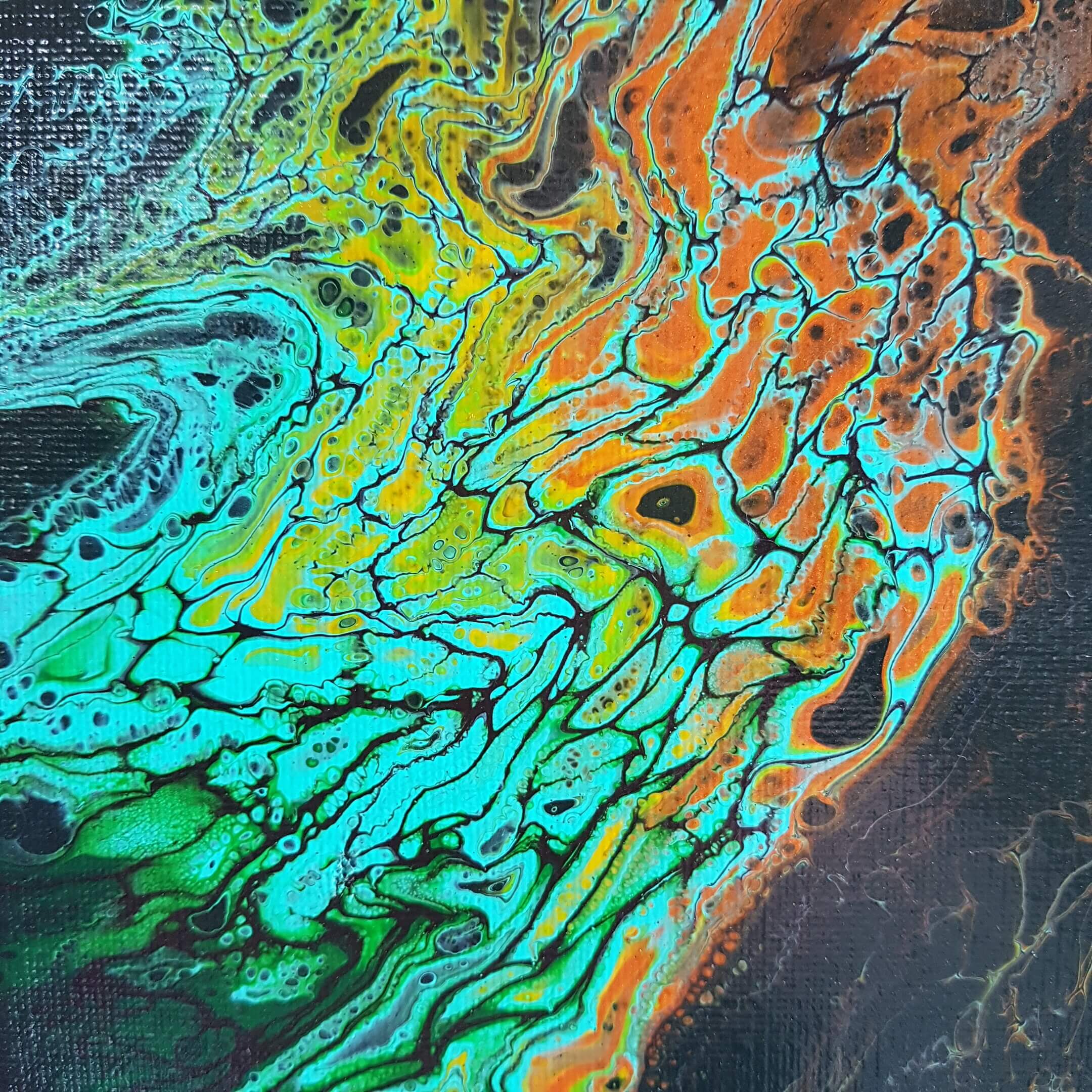 Peinture abstraite “Fusion de forces” (50×50 cm) – Image 2