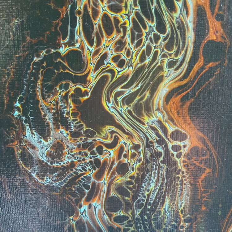 Peinture abstraite “Fusion de forces” (50×50 cm) - L’atelier du Meuble Pop