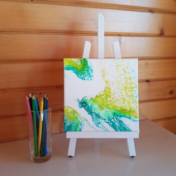 Peinture abstraite “Ailes de lumière” (20×20 cm)