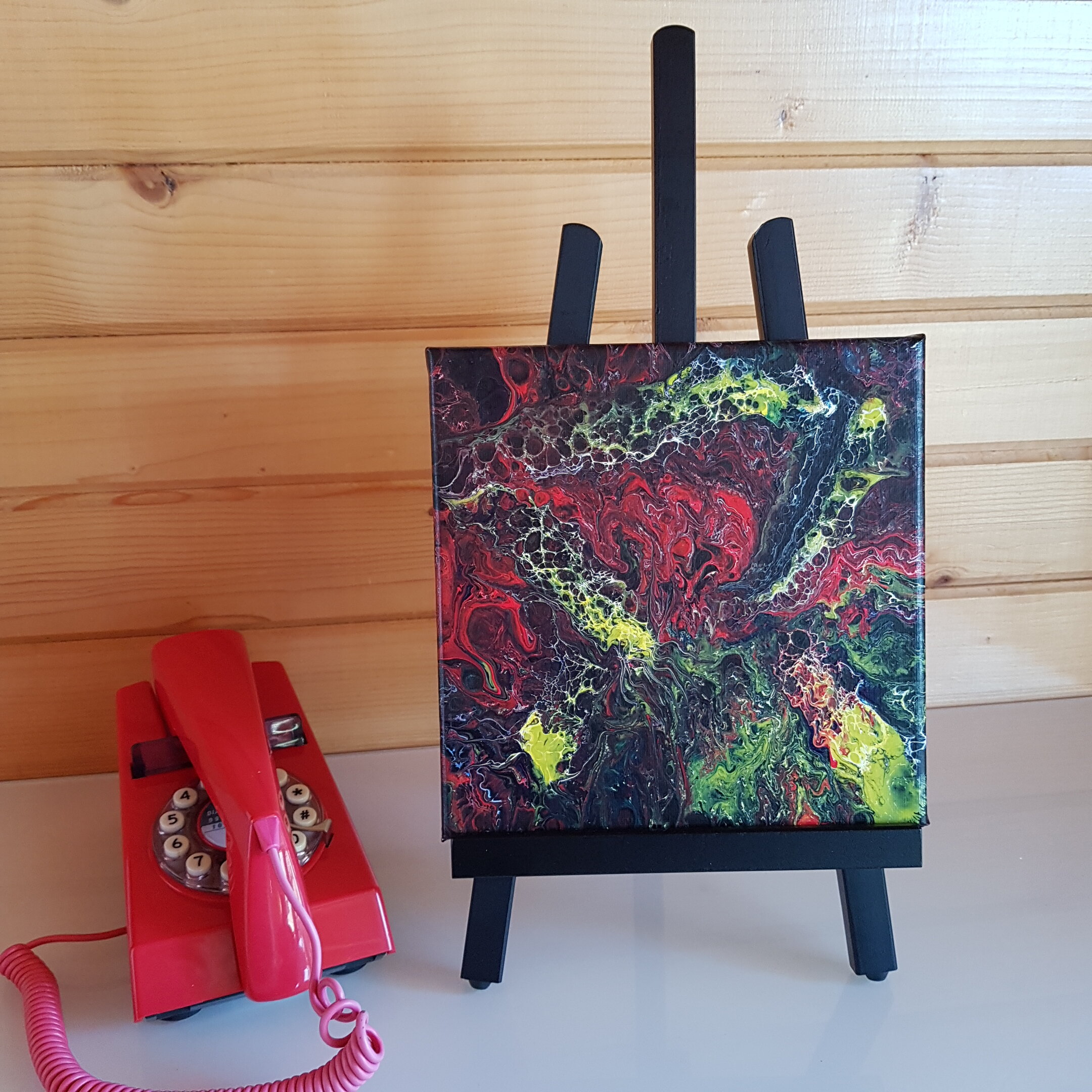 Peinture abstraite “Incandescence” (20×20 cm)