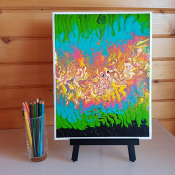 Peinture abstraite “Fire” (27×35 cm)
