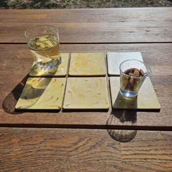6 sous-verres, tons jaunes