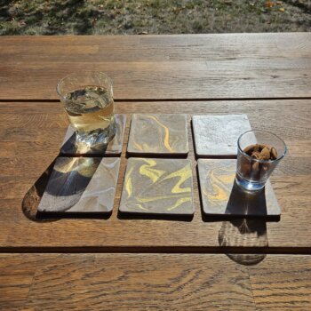 6 sous-verres, tons beiges et métal
