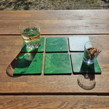 6 sous-verres, tons verts